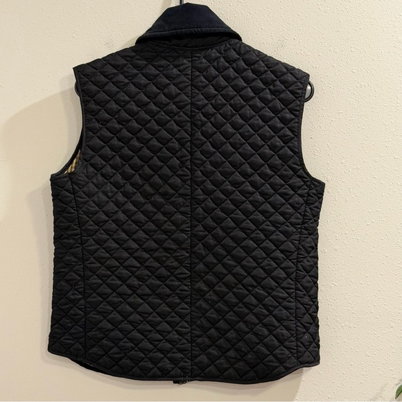 J. McLaughlin Size Medium Black Puffer Vest Cotton Plaid Lined Corduroy Collar - Picture 2 of 5
